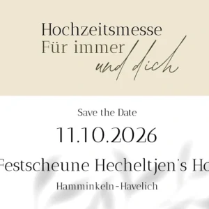 Banner der Hochzeitsmesse Für immer und Dich am 11. Oktober 2026