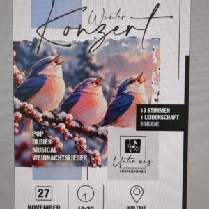 Winterkonzert des Gesangsensembles Unter uns am 27. November 2026 im HUB Erle